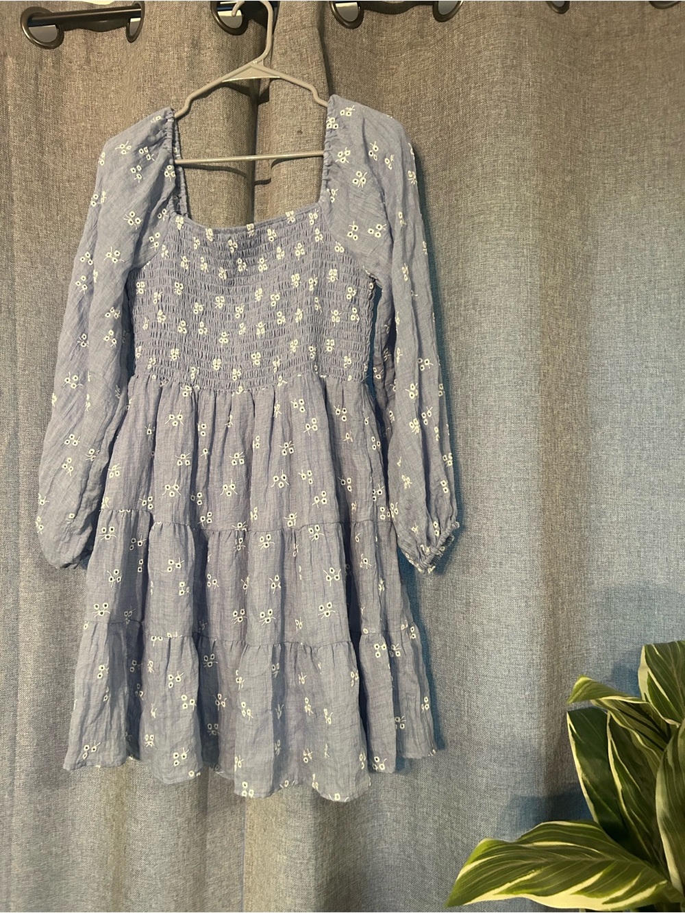Altar'd State Blue Eyelet Smocked Tiered Mini Dress. Never worn.